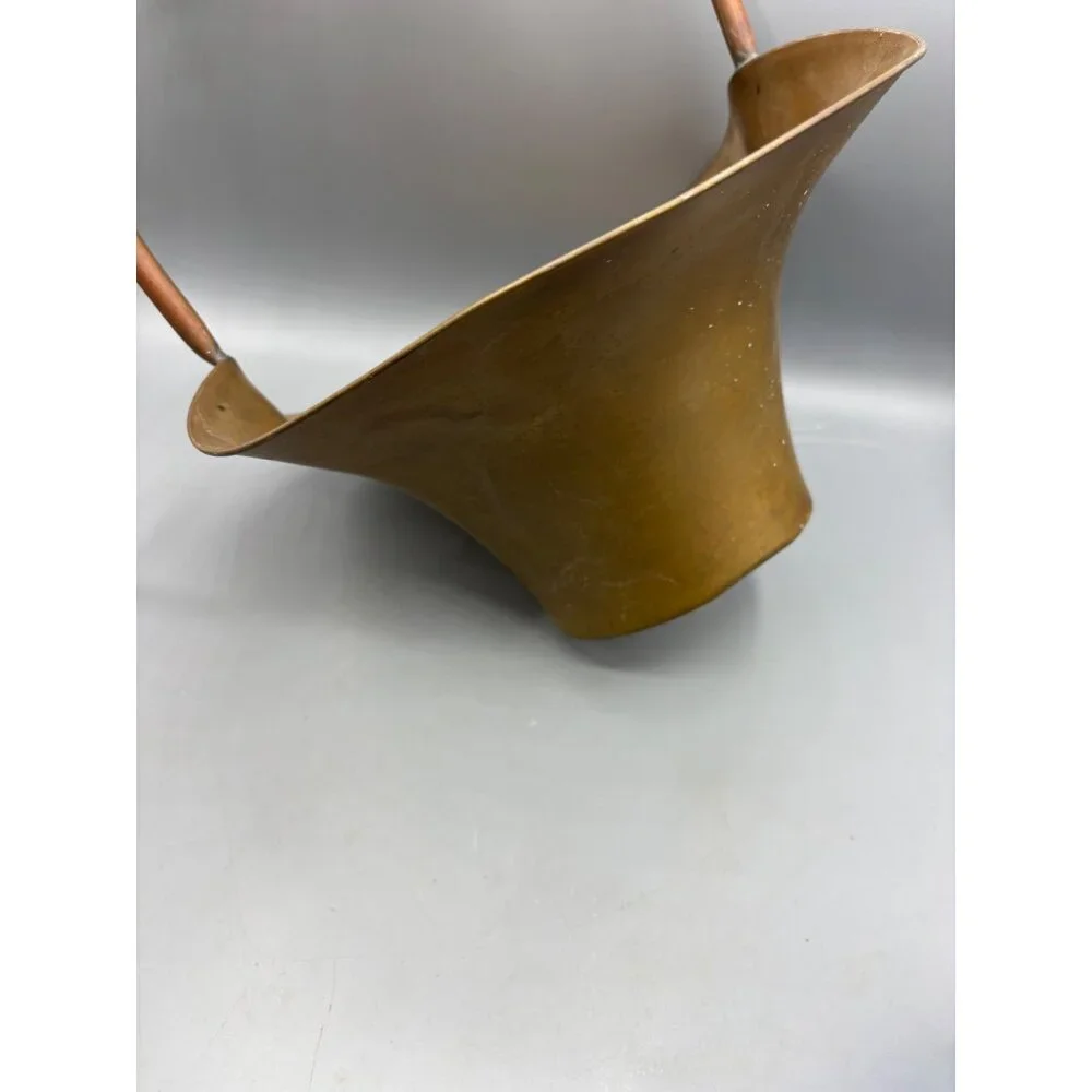 Vtg Brass Basket Planter Copper Handle Decorative‎ Rustic